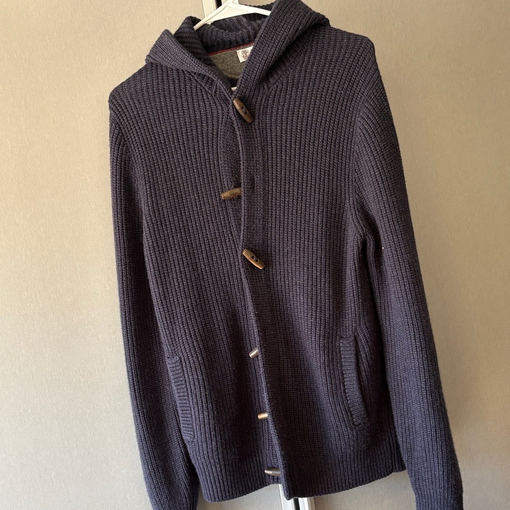Brunello Cucinelli Dark Blue Hooded Cardigan
